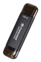 Transcend ESD310C Technologia Thunderbolt 128 GB USB Type-A / USB Type-C USB 3.2 Gen 2x2 Czarny