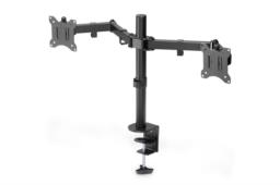 DIGITUS UCHWYT BIURKOWY PODWÓJNY Z ZACISKIEM 2XLCD MAX. 32" MAX. OBCIĄŻENIE 2X 8KG UCHYLNO-OBROTOWY CZARNY DA-90400