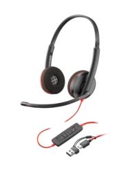 Poly Blackwire 3220 Stereo USB-C Headset +USB-C/A Adapter (Bulk)