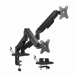 GEMBIRD BIURKOWE RAMIĘ NA DWA MONITORY Z PORTAMI USB (REGULOWANE), OD 17" DO 32", OBCIĄŻENIE DO 9 KG