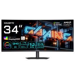GIGABYTE MO34WQC36 monitor komputerowy 86,4 cm (34") 3440 x 1440 px Wide Quad HD QD-OLED Czarny