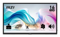 MSI PRO MP165DE E6 przenośny telewizor / monitor Przenośny monitor Czarny 39,6 cm (15.6") LED 1920 x 1080 px