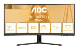 AOC B3 CU34B3E monitor komputerowy 86,4 cm (34") 3440 x 1440 px Wide Quad HD LED Czarny