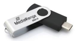 MediaRange MR1955 pamięć USB 256 GB USB Type-C 3.2 Gen 1 (3.1 Gen 1) Czarny, Srebrny
