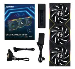 Lian Li UNI FAN TL Wireless LCD Lüfter, ARGB, PWM, 3er-Pack inkl. Controller - 120 mm, schwarz