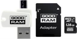 Karta pamięci z adapterem i czytnikiem kart GoodRam All in one M1A4-1280R12 (128GB; Class 10; Adapter, Czytnik kart MicroSDHC, Karta pamięci)